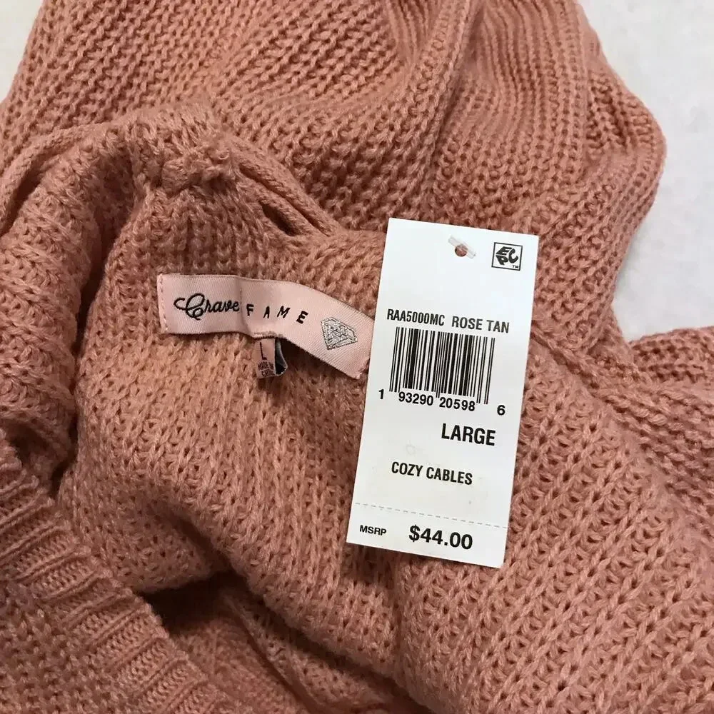 Crave Fame NWT Rose Pink Knit Sweater Juniors L